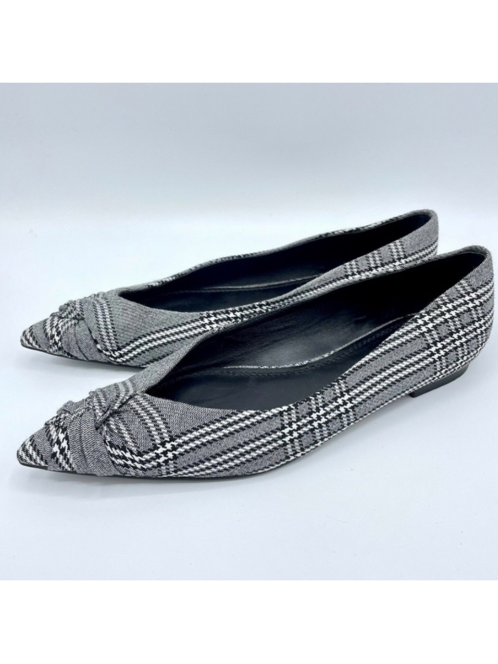 Maje Prince De Galles‎ Checked Pointed Toe Flats In Carreaux